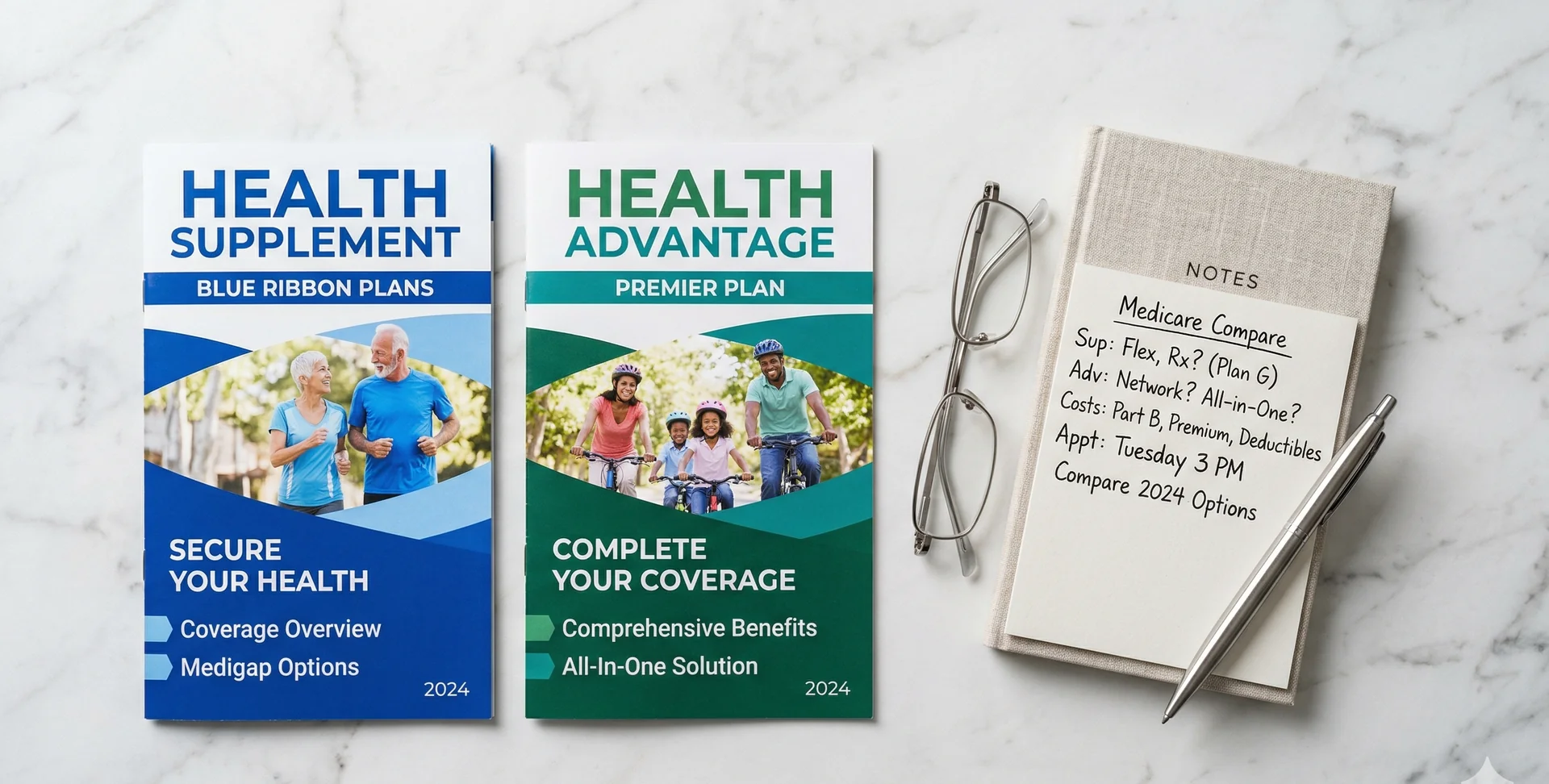 Comparación de documentos Medicare Supplement y Medicare Advantage